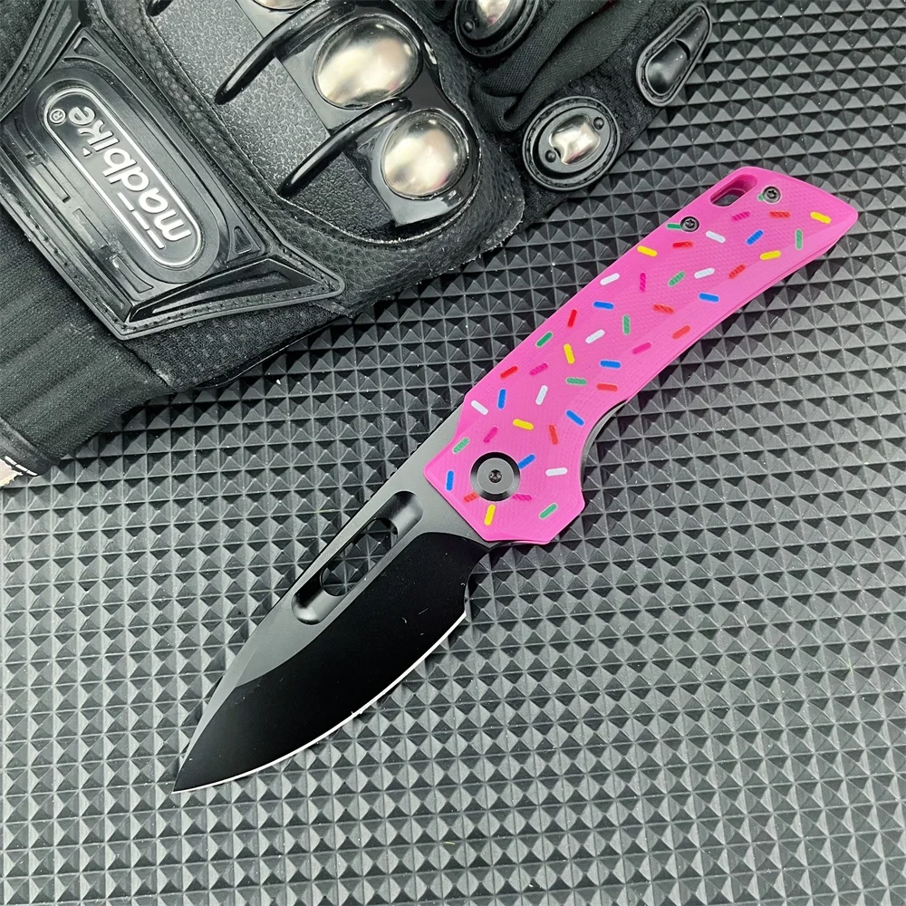 

Outdoor Camping Knife Folding Knife Donut Little Tadpole Pocket Knife D2 Blade G10 Handle Survival Knife Hiking Hunting Tool