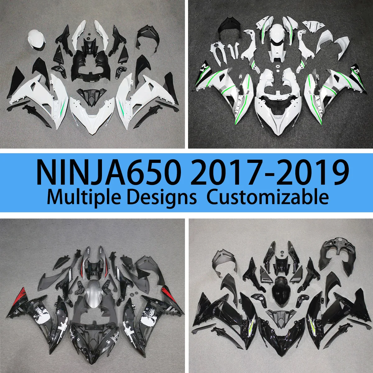 Fairing Kit Motorcycle ER-6F 2017 2018 2019 Fairings Aftermarket for KAWASAKI NINJA650 17 18 19 White Black