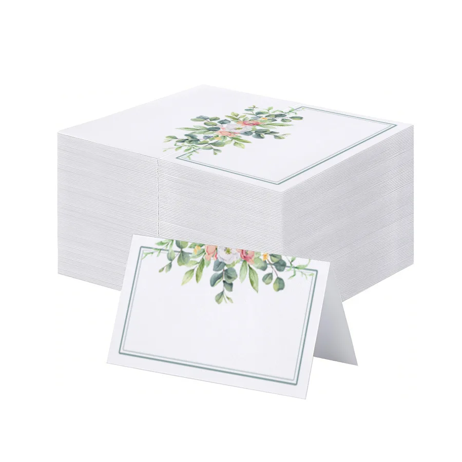 20/50/100Sheets Flowers Pattern Wedding Seating Number Card Name Place Card Festival Birthday Family Party Banquet Table Card