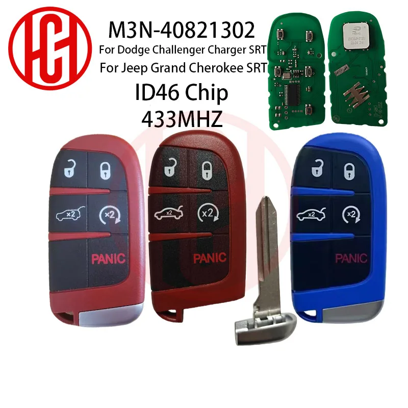 

M3N-40821302 433MHz ID46 Chip Key for Dodge Challenger Charger SRT Hellcat Redeye Widebody Jeep Grand Cherokee SRT Chrysler 300