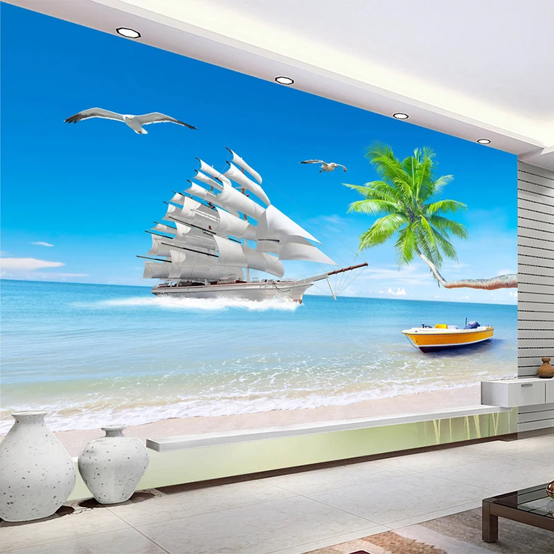 Beach Sea View Custom 3D Photo Wallpaper for Bedroom TV Backgdrop Wall Large Mural Painting Home Decor Creative Room Renovation