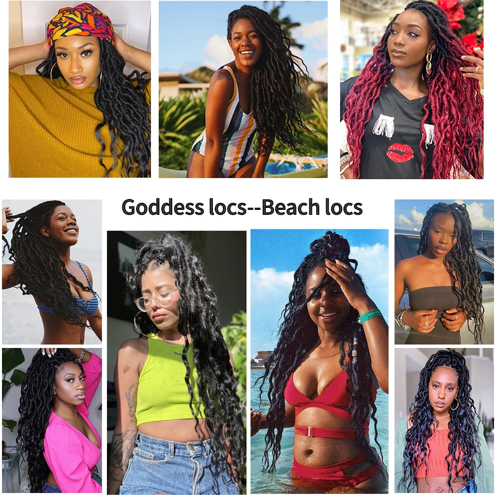 Ombre Burgundy Goddess Locs Häkelhaar Faux Locs Dreadlocks Rote synthetische Zöpfe Extensions für Afro-Frauen Strandparty Soku