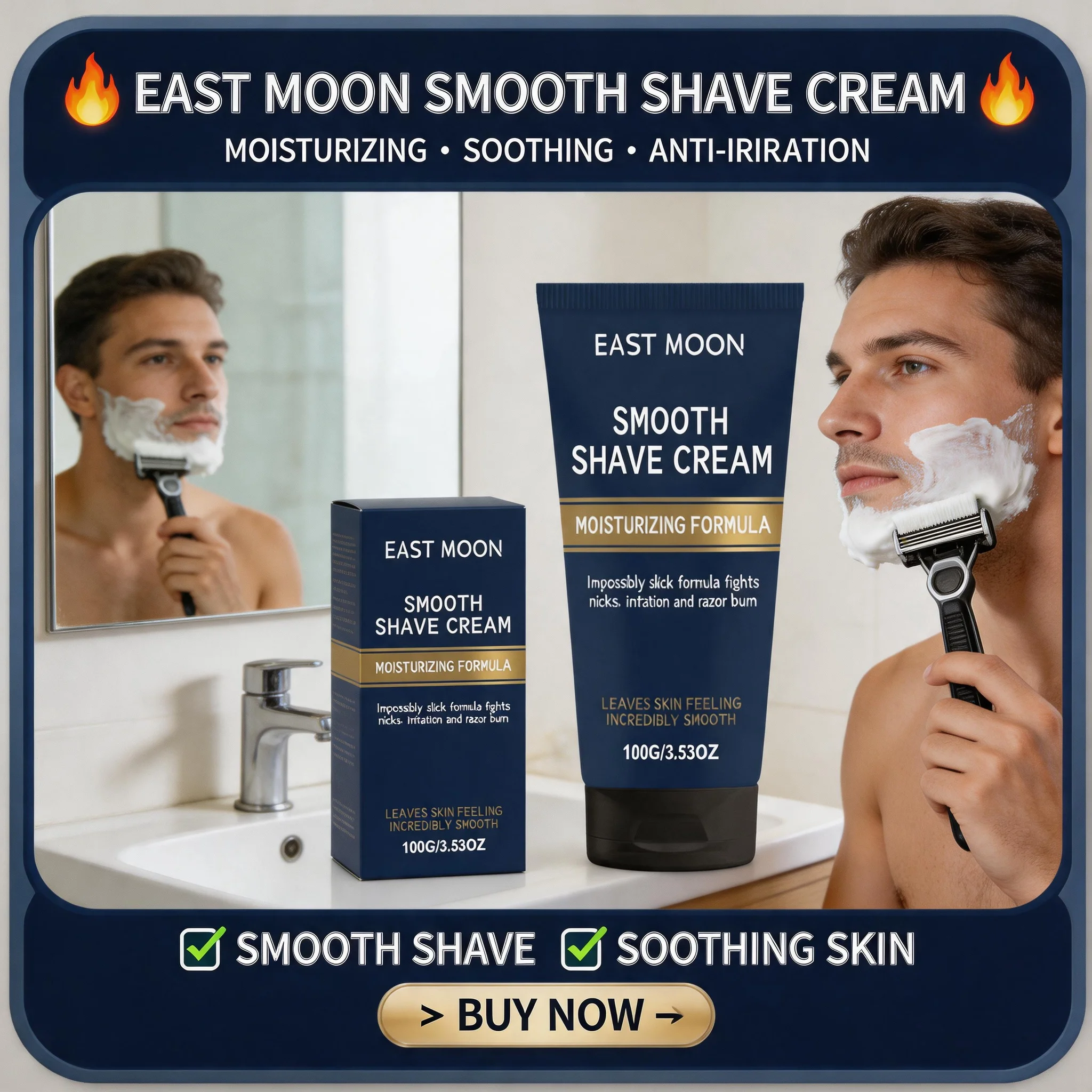 Men Smooth Shaving Cream, Daily Use, Soft Soothing, Hydrating, Nourishing, Refreshing Texture Non-sticky Light Care Cream