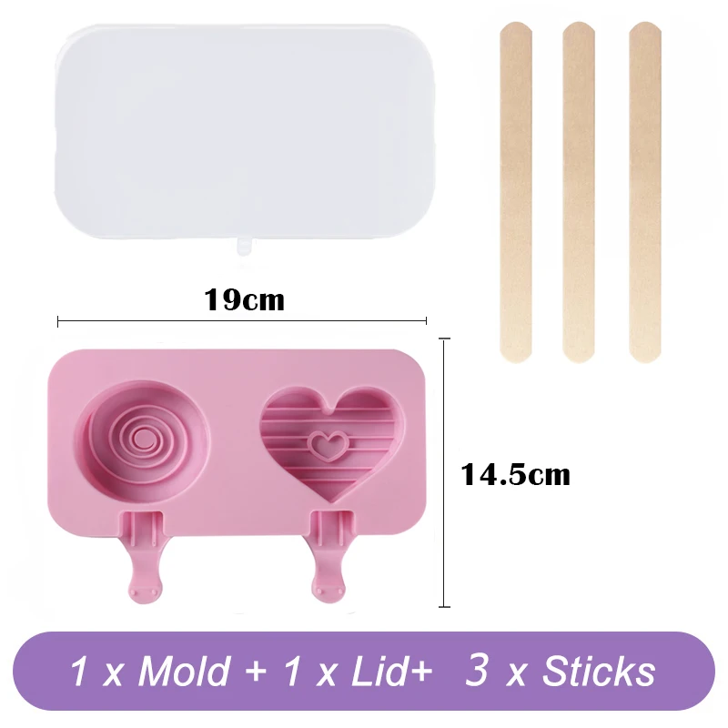 2024 New Ice Cream Silicone Mold Love & Animal Shape Cute Ice Cube Maker Homemade Ice Mould with Stick and Lid Kitchen Gadgets