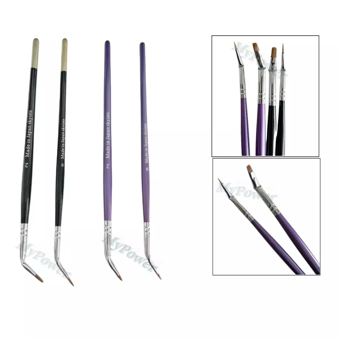 

4Pcs 0# 2# Dental Curved Brush Pens Skyists Nylon Hair Brushes Denture Dentine