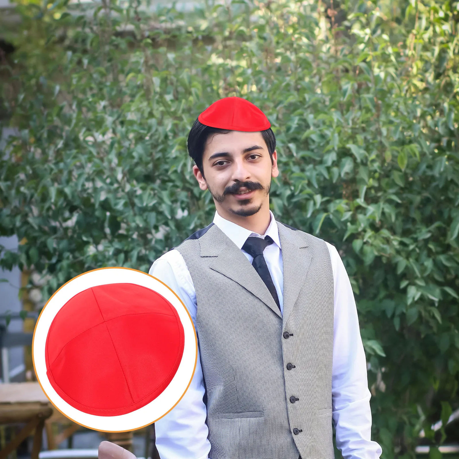 

Men's Red Jewish Worship Cap Star of David Handcrafted Traditional Kippah Prayer Hat Religious Ceremony Skullcap Judaica