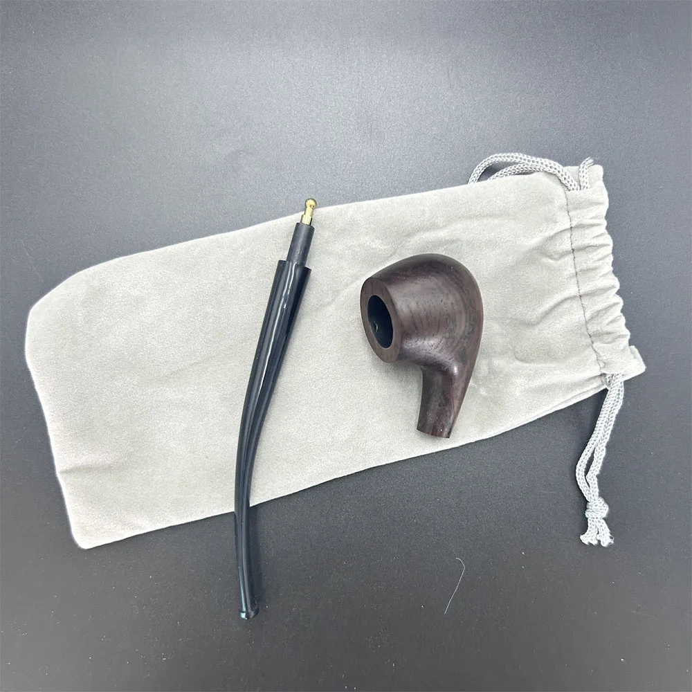 1pcs Handmade Natural Ebony Wood Pipe Durable Sandalwood Tobacco Smoke Pipes With Pipe Bag