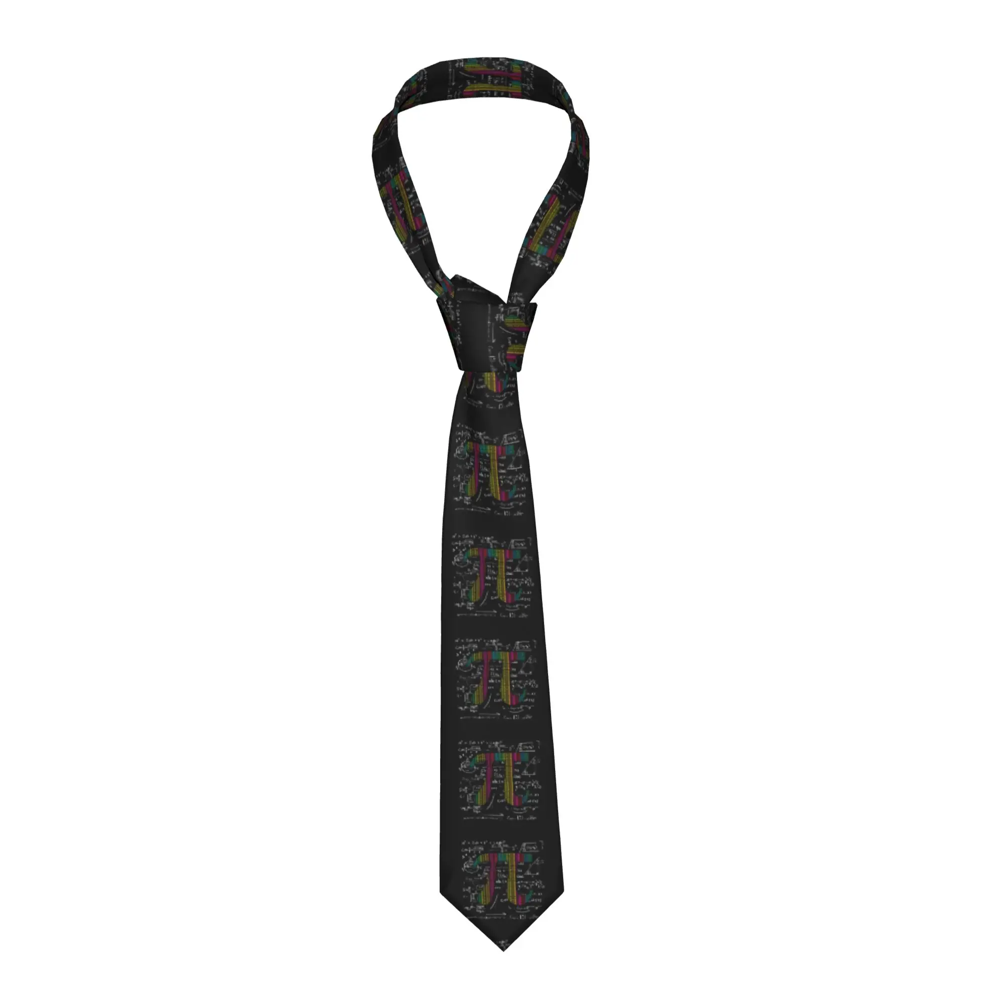 Pi Day Symbol With Math Equations Ties Men's Classic Silk Nerd Geek Science Teacher Neckties for Office
