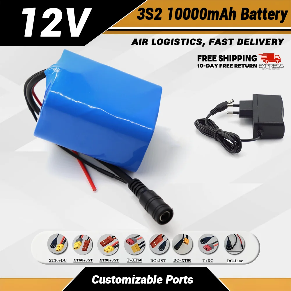 

Portable 12V Lithium Battery - 10000mAh Capacity, 18650 Rechargeable Design Compatible with CCTV and Audio Amplifiers