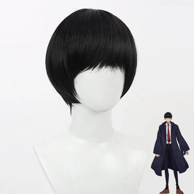 Homem preto cabelo curto mattou cosplay peruca simulado couro cabeludo de alta temperatura seda uso diário festival festa bola perucas completas