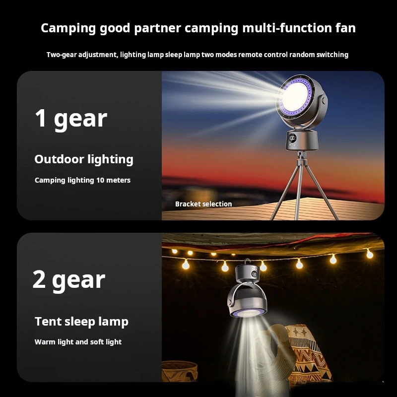 Intelligent remote control bladeless electric fan office home dormitory camping night light shaking head fan
