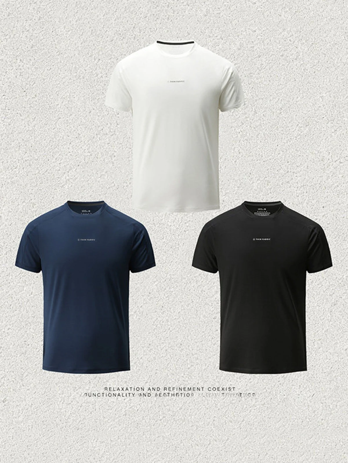 Men's Summer Outdoor Sports round Neck Short Sleeve T-shirt Quick Dry Breathable 3D Tailoring Sweat Absorption Cool Tech