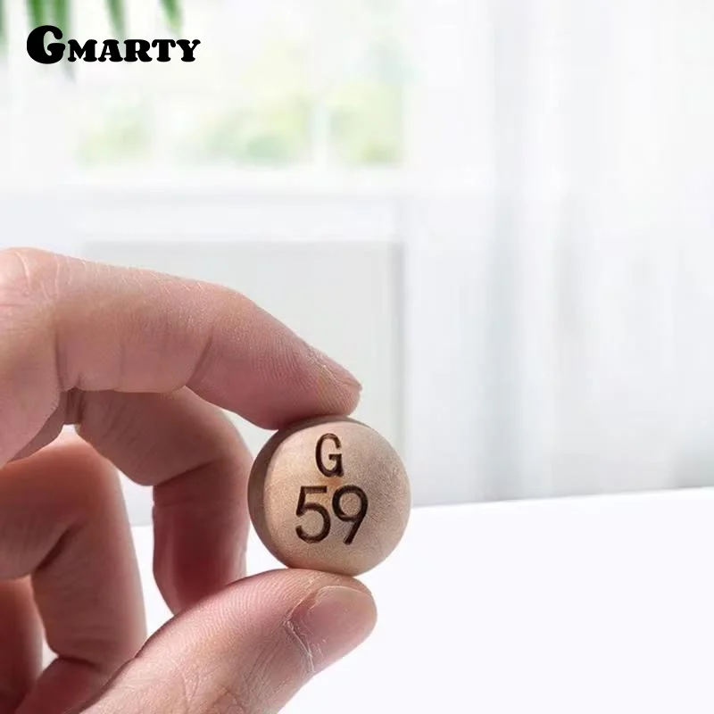 75Pcs Natural Bingo Balls With Engraved Letters And Number Reusable For Game Parties Family Gatherings Smooth