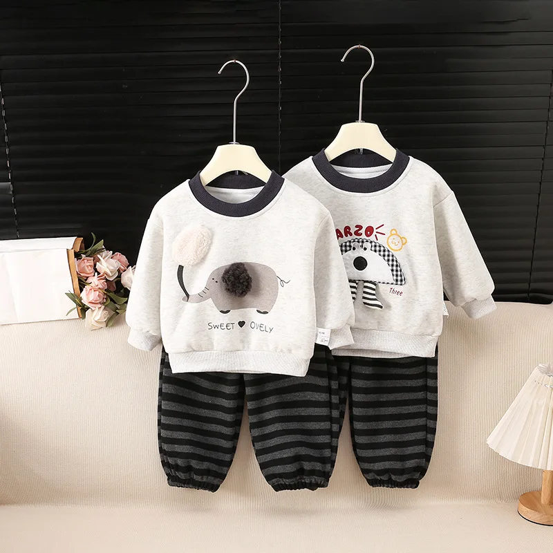 2026 2026 New Autumn Kids Boys Girls Clothes Sets Toddler Baby Cute 3D Animal Patch Sweatshirt+Striped Pants 2pcs Children Tracksuit - Aliexpress Deal