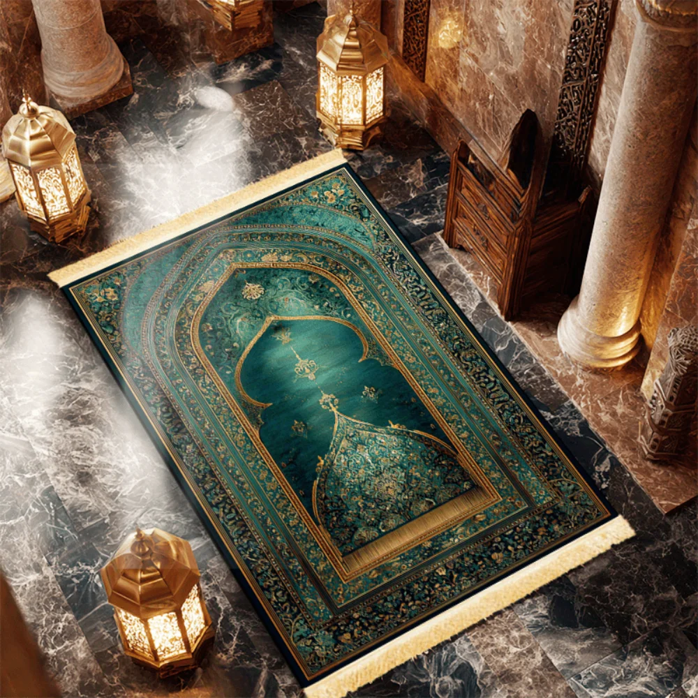 Tapis de prière islamique multi-styles Dôme du Rocher en polyester, tapis de Salah musulman portable, cadeau Ramadan 2026, motif floral, décoration d'arche pour la maison