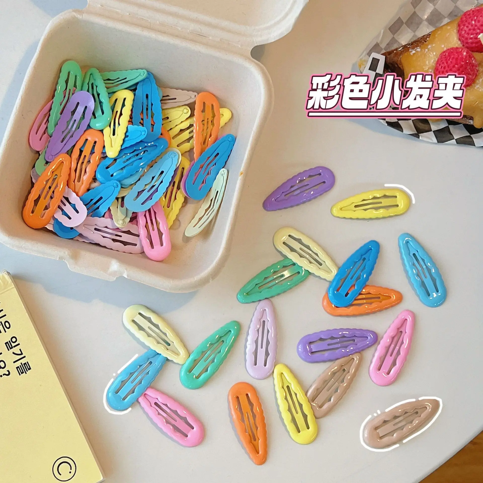 Mixed packs Drop Shaped Hair Clips Child Metal Hairgrip Solid Color Kids Snap Hairpins Hair Barrettes Colorful Hair Accessories