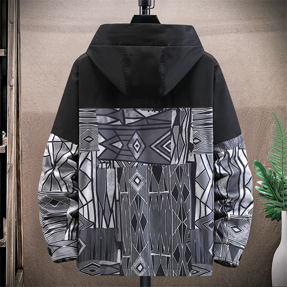 Plus Size 10XL 11XL Jacket Men Hip Hop Streetwear Patchwork Jacket Coat Male Hooded Jackets Big Size 10XL 11XL