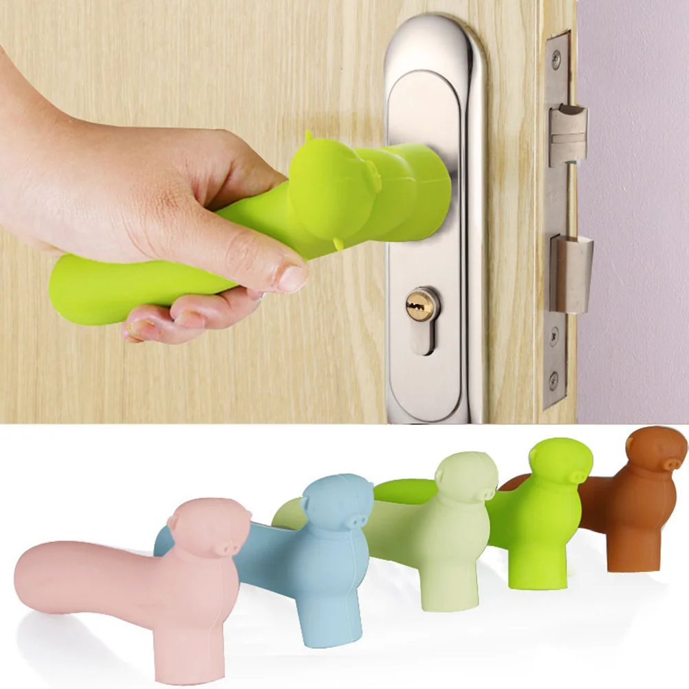 

Child Safety Door Knob Protector Silicone Cartoon Pig Green Doorknob Cover Prevent Cold Scratch Protection for Home