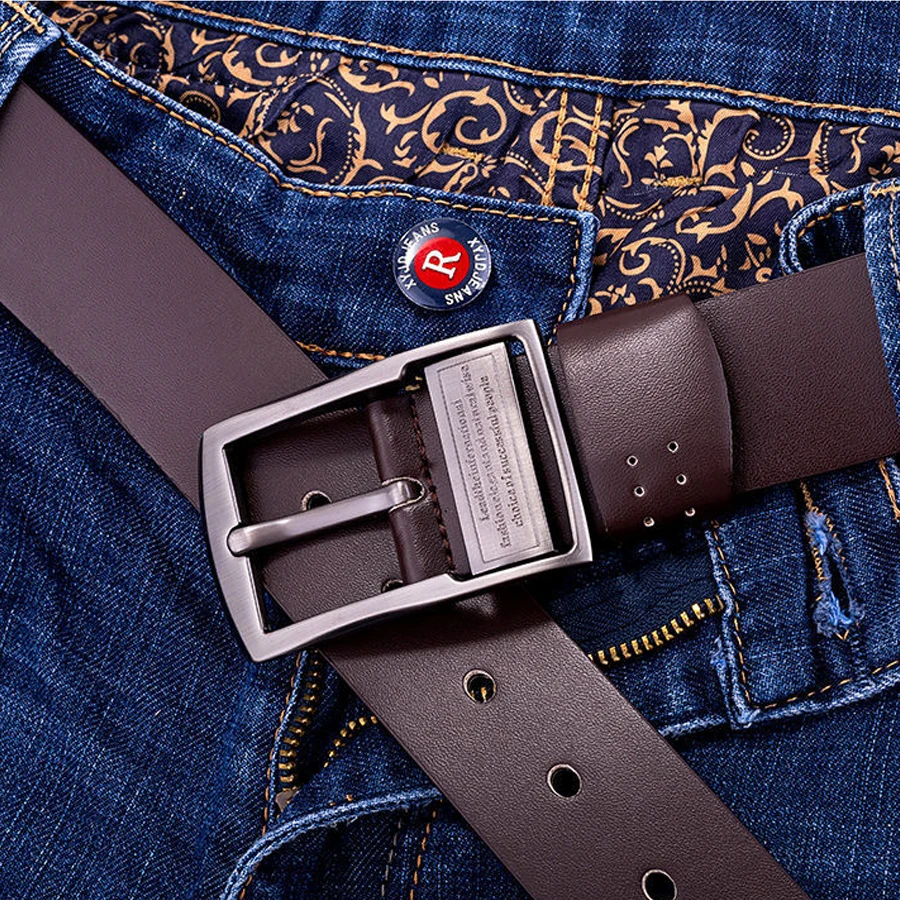 New Leather Men's Belt Fashion Metal Alloy Pin Buckle Adult Luxury Brand Jeans Business Casual Waist Male Strap Brand