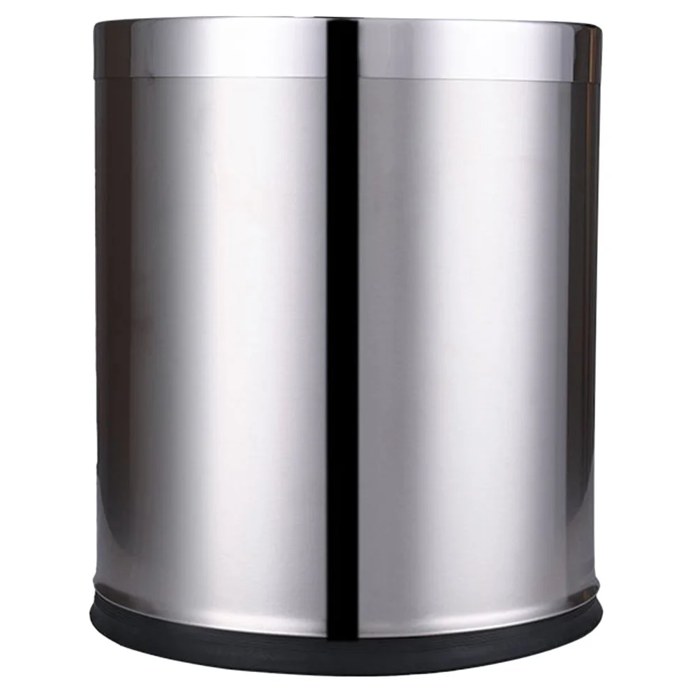 Stainless Steel Double Layer Trash Can 10l Kitchen Outdoor for Office Garbage Metal Bin