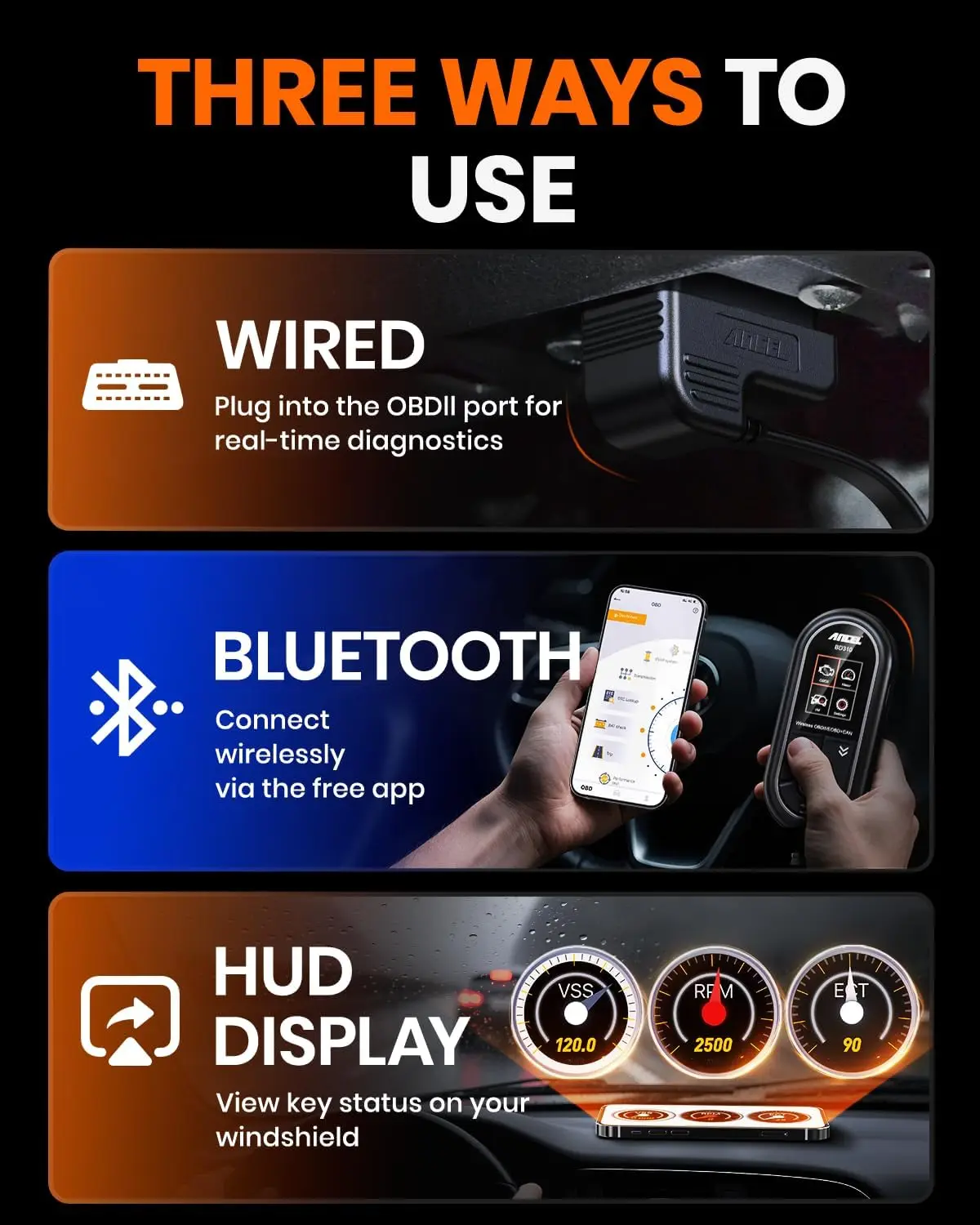الماسح الضوئي BD310 Obd2 مع اختبار البطارية، تحليل الرحلات، بلوتوث لنظام Android وiPhone - يعمل مع جميع المركبات في عام 1996+ #4