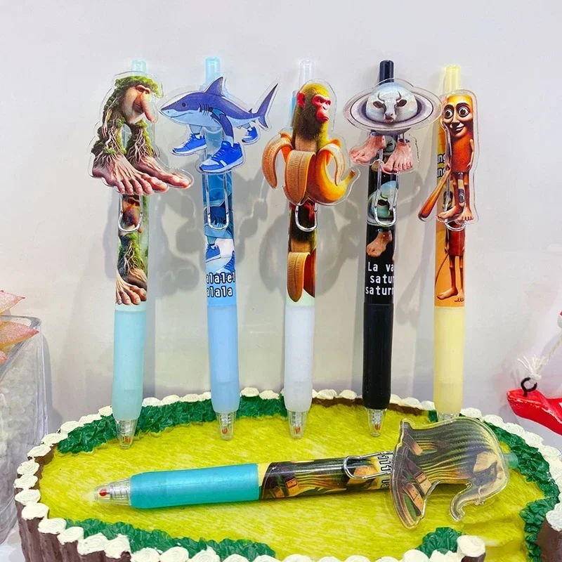 15/10 قطعة قلم الصحافة Brainrot الإيطالي Tingtengtung Sahur صندوق أعمى أقلام 0.5 مللي متر هلام القلم الإبداعية طالب القرطاسية #3