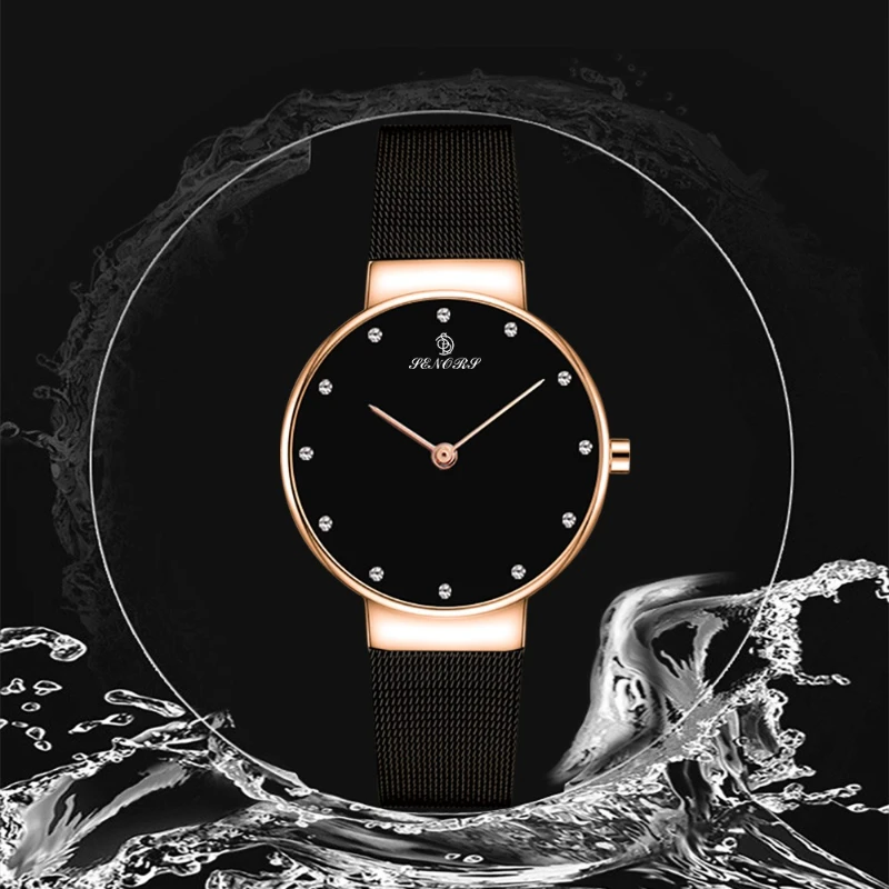 Luxury fashion ultra-thin two-needle quartz watch steel webbing simple classic trend waterproof women's watch new birthday gift
