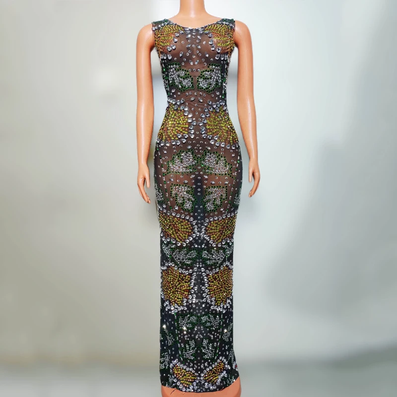 PerconsiderParty-Robe de Soirée Sexy Colorée pour Femme, Tenue de Chanteuse, Tenue de Spectacle sur Scène, XS8553