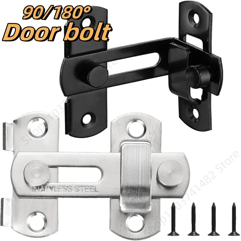 90/180° Door Lock Guard Latch Bolt Universal Stainless Steel Toggle Latch Sliding Barn Door Right Angle Lock Baby Safety Latch