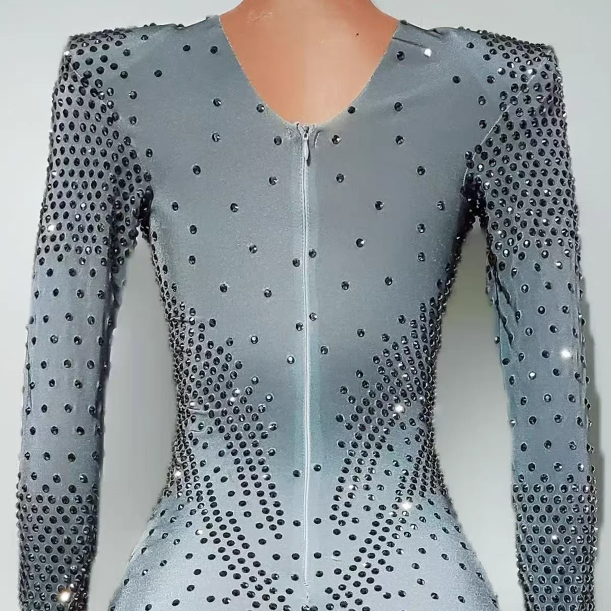 Nightclub DJ Bar Female Singer Sexy Full Diamond Long Sleeve Jumpsuit Dance Team Party Theme Show Performance Clothing