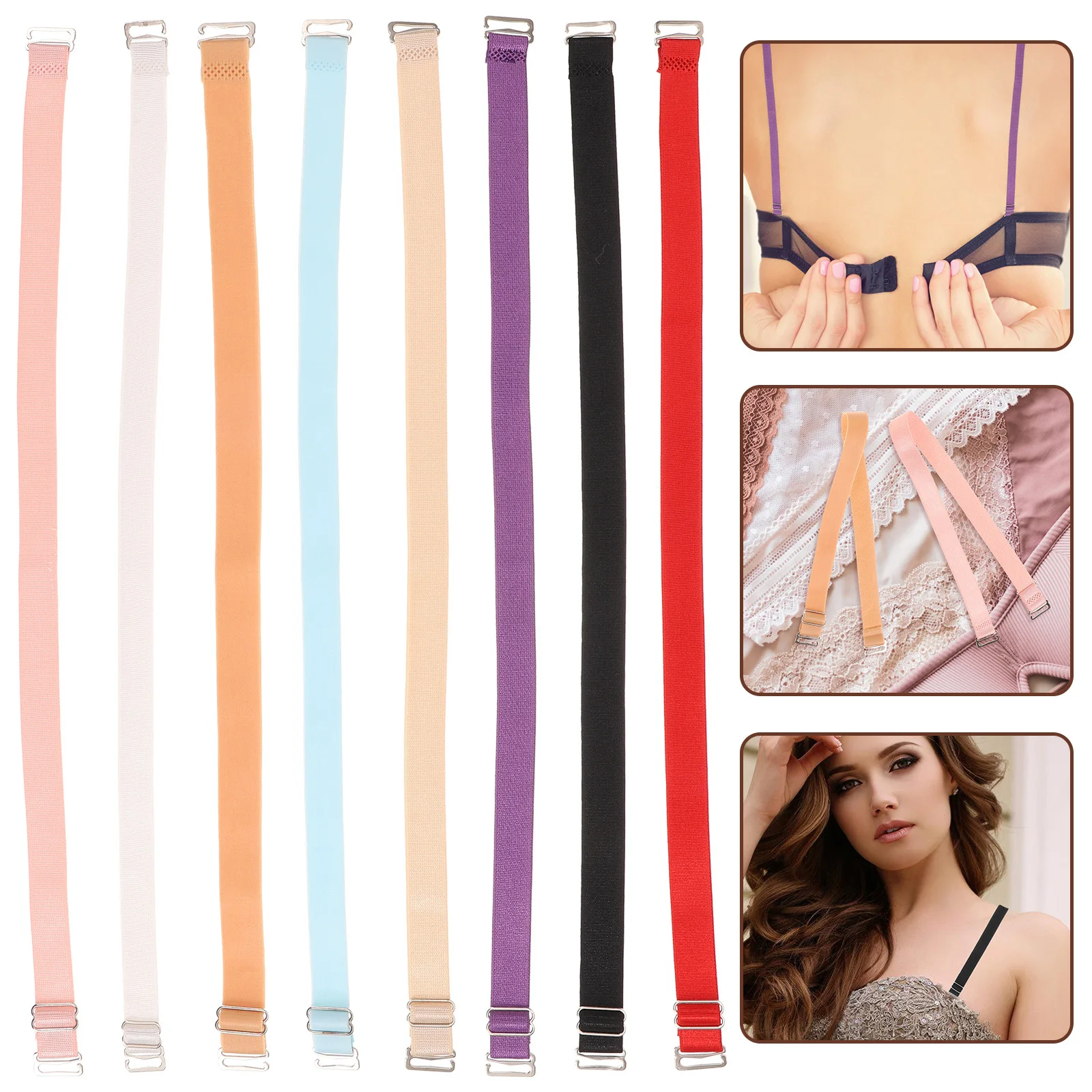 

8Pcs Stainless Steel Anti-Skid Shoulder Bra Straps Women Adjustable Elastic Replacement Bra Accessories Comfortable Support