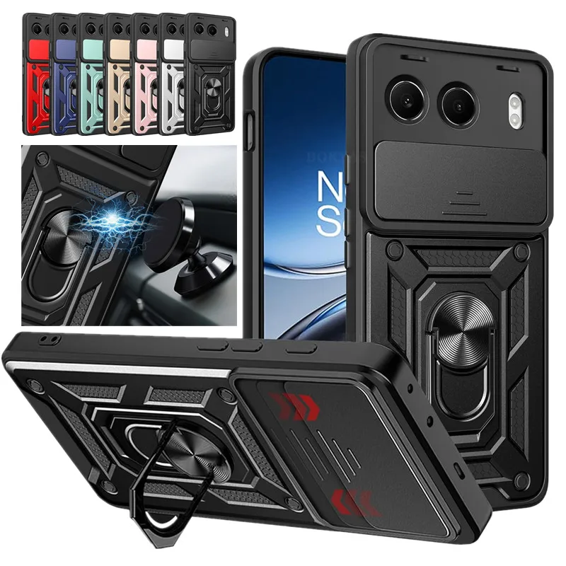 

Бронированный чехол с подставкой для OnePlus Nord 4 5G, чехол с защитным кольцом для объектива, магнитный держатель, чехол Fundas
