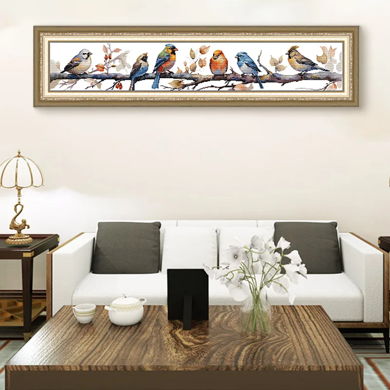 

Набор для вышивки крестом Joy Sunday с предварительной печатью, легкий узор, набор для вышивки из штампованной ткани Aida-Birdies 4