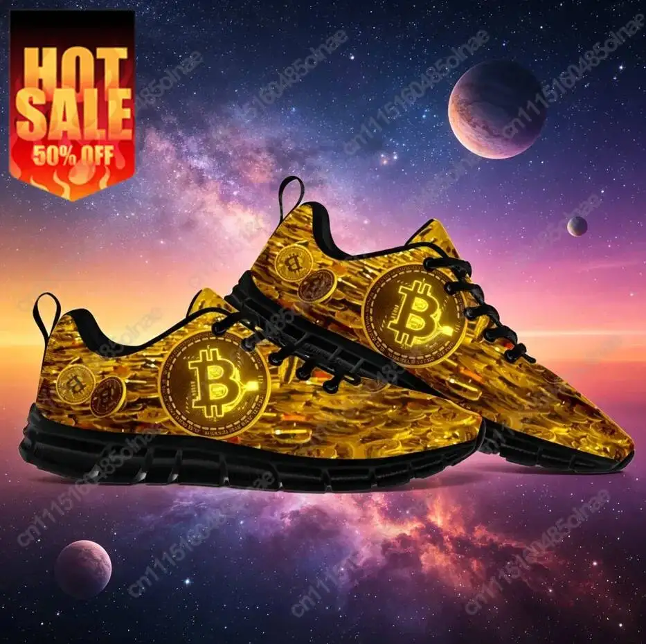Bitcoin All-over Print Sneakers Unisex Street Style Breathable Non-Slip Custom Sports Shoes