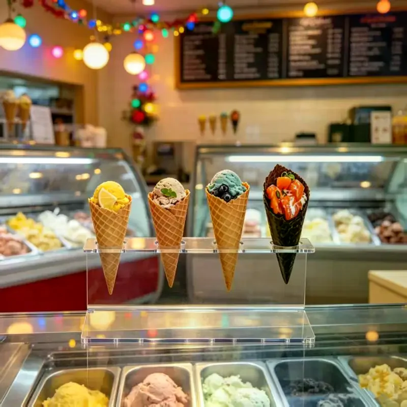 Display Ice Cream Cones: Transparent Acrylic Ice Cream Cone Holder Dessert Stand Party Display Clear Food Rack