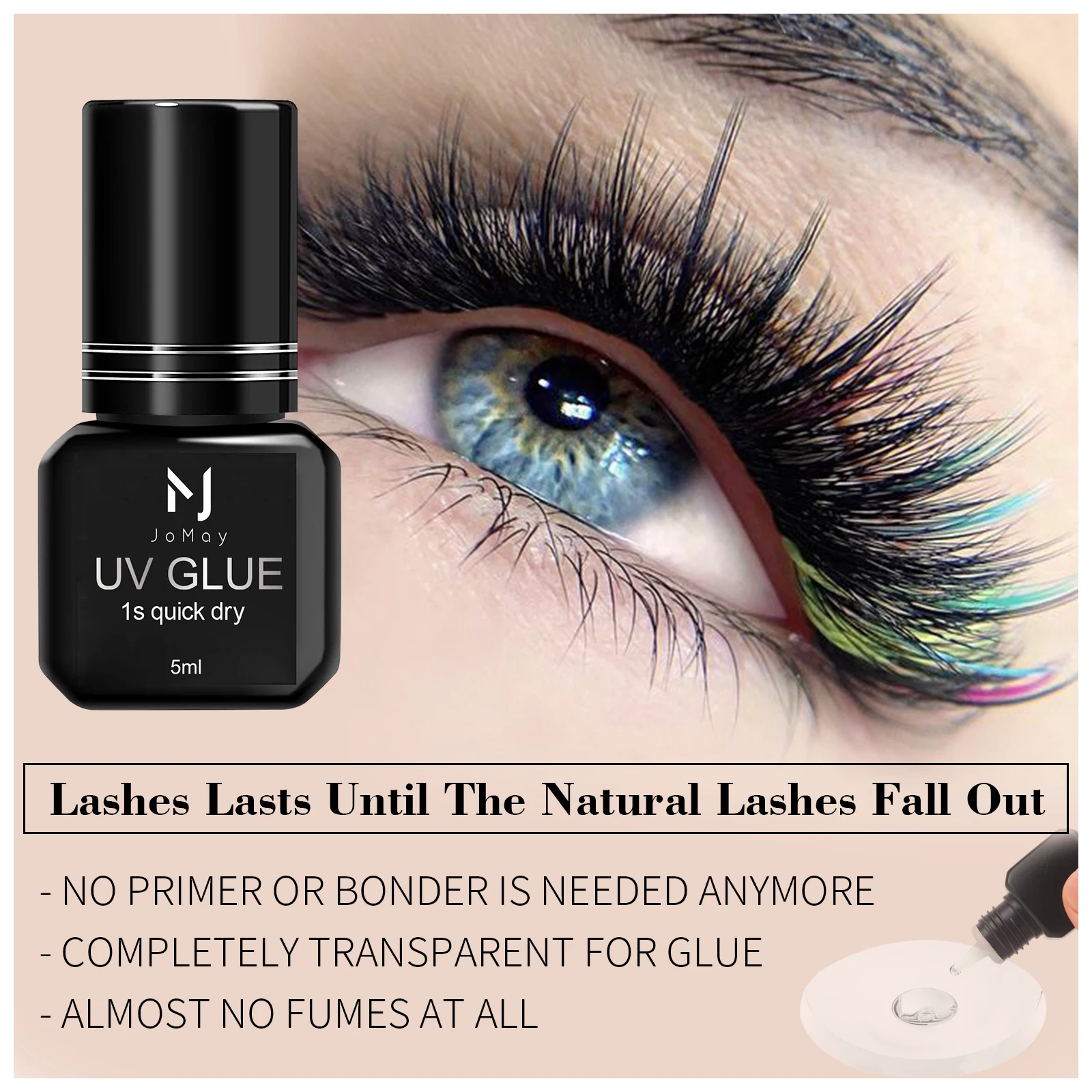 Uv Wimperlijm Make-Up Gereedschap Waterdicht Snel Droog In 1 Seconde Wimperverlenging Levert Kleurloze Smakeloze Wimperlijm