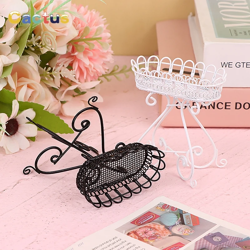 1:12 Dollhouse Miniature Flower Stand Display Shelf Iron Storage Rack Doll Furniture Model Decor Toy Doll House Accessories