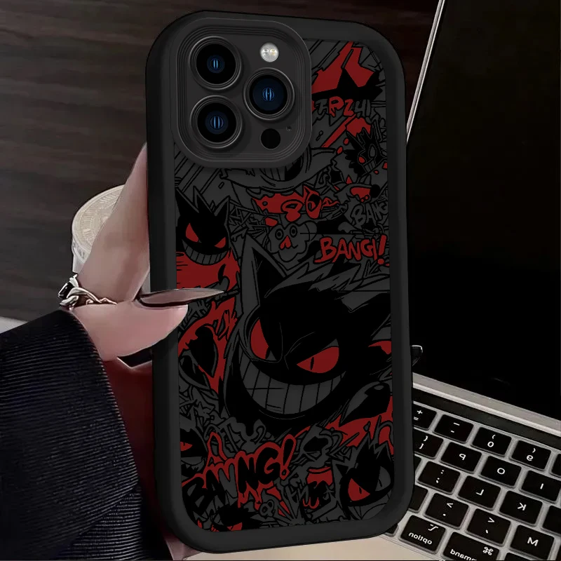 Funda de silicona P-Pokemon Gengar con graffiti para iPhone 17 Air 16 16E 15 14 13 12 11 Pro Max X XS X S Max XR SE 2020 SE4 7 8 3