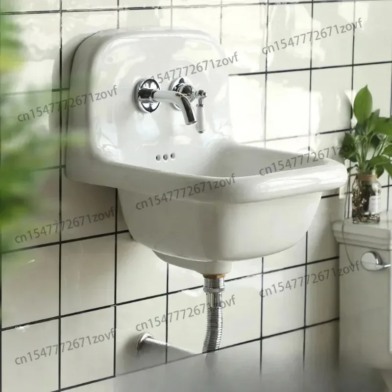 Iron porcelain hanging basin exported to the United States, dishwashing, hand washing, face retro sink wall hanging dual-purpose