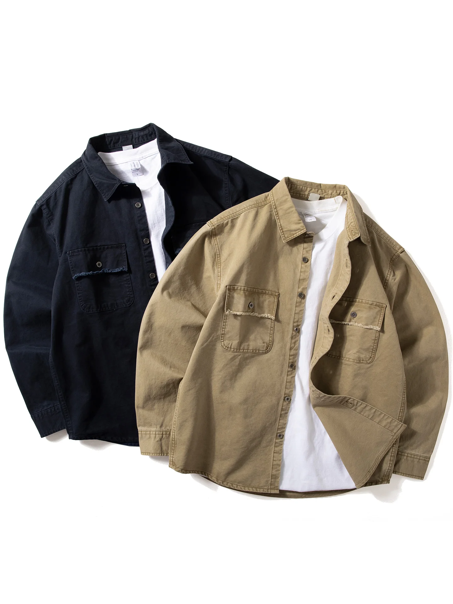 

Мужская хлопковая рубашка с длинным рукавом в американском ретро-стиле, повседневная модная верхняя одежда для весны и осени, новинка, плотная ткань, с воротником