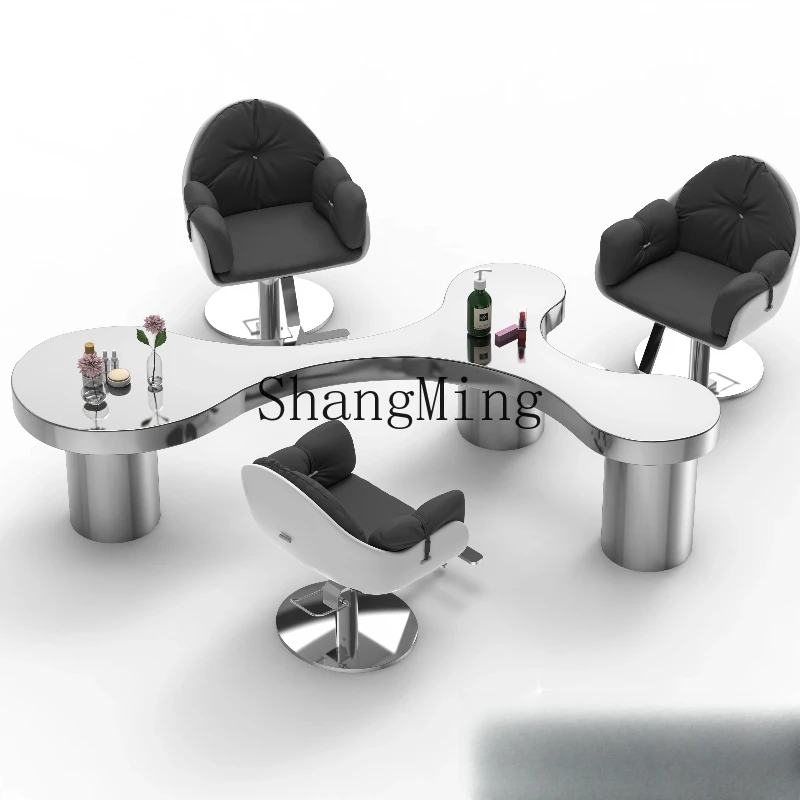 

SM Premium Barber Shop Workbench New Simple Rest Area Stainless Steel Table