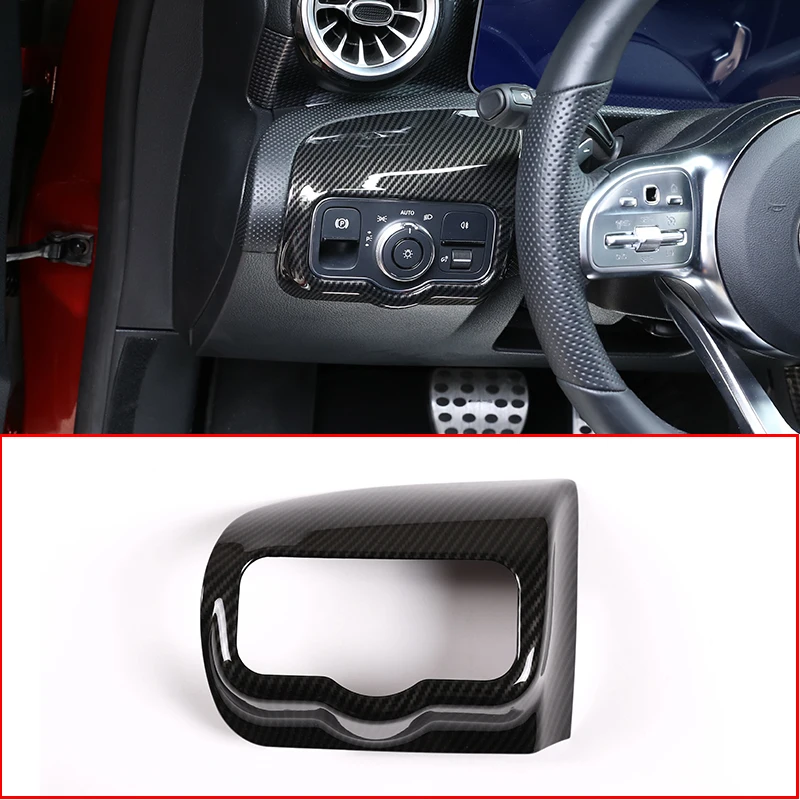 

Carbon Fiber Style ABS Car Headlight Switch Frame Trim For Mercedes Benz A Class A180 W177 2019 LHD Accessories