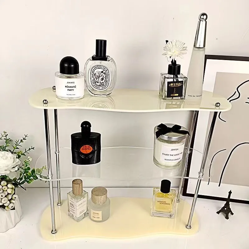 Chic Acrylic Desktop Storage Rack Space-Saving Shelf for Water Bottles, Perfume & Beauty Essentials with Removable Easy Assembly