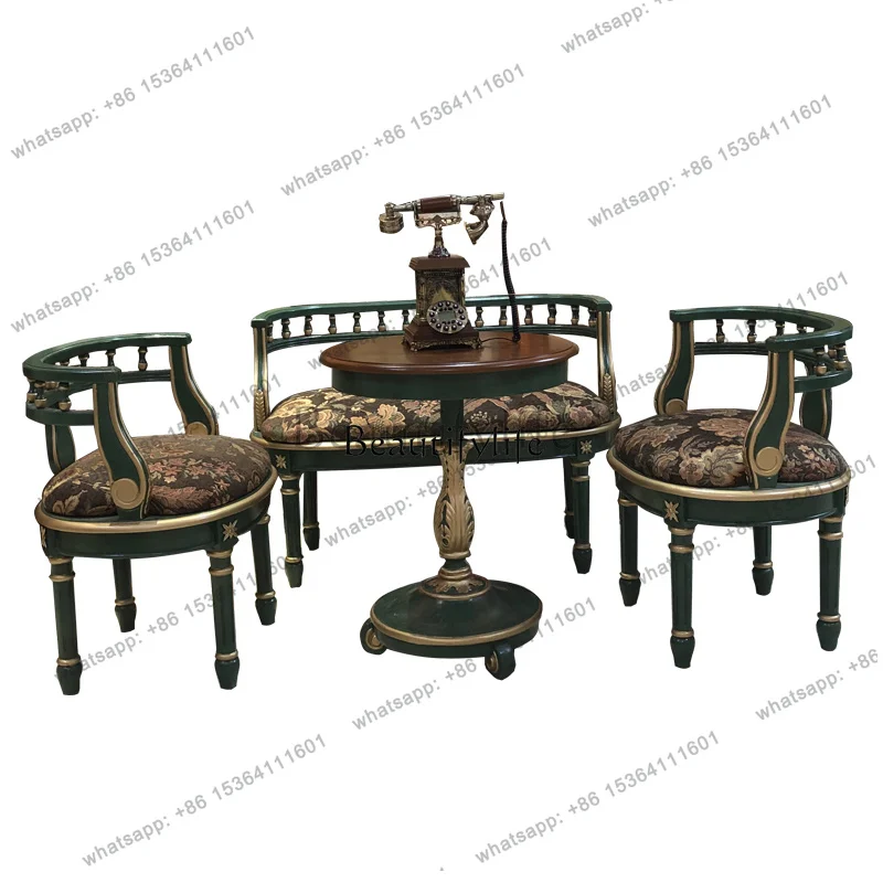 Factory Direct American Retro Balcony Leisure Chair Table And Chair Combination Three-piece Set Single Sofa Chair