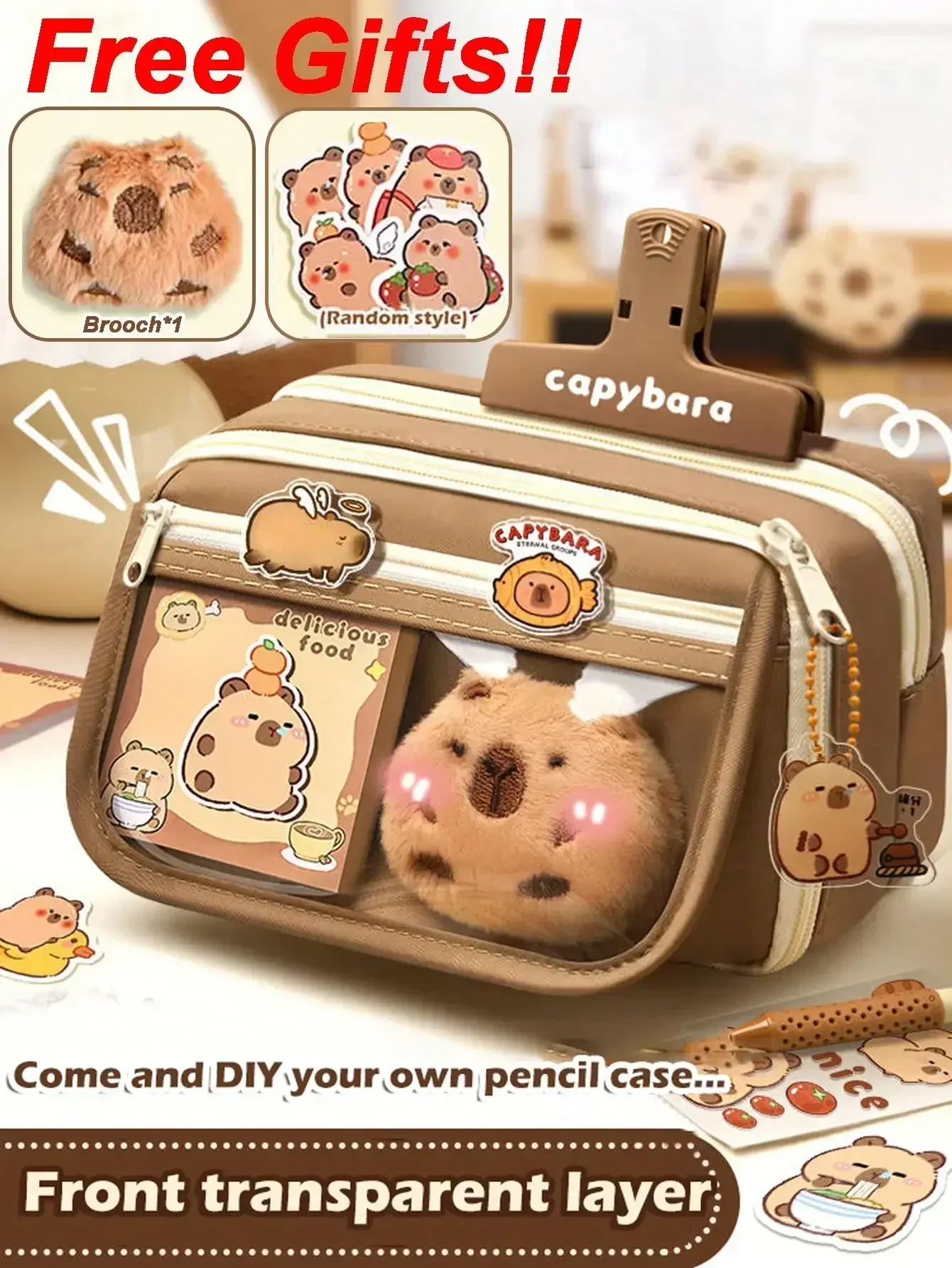 1Pc Large Capacity Flip Cover Pencil Case Multifunctional Stationery Storage Bag For School Office Supplies