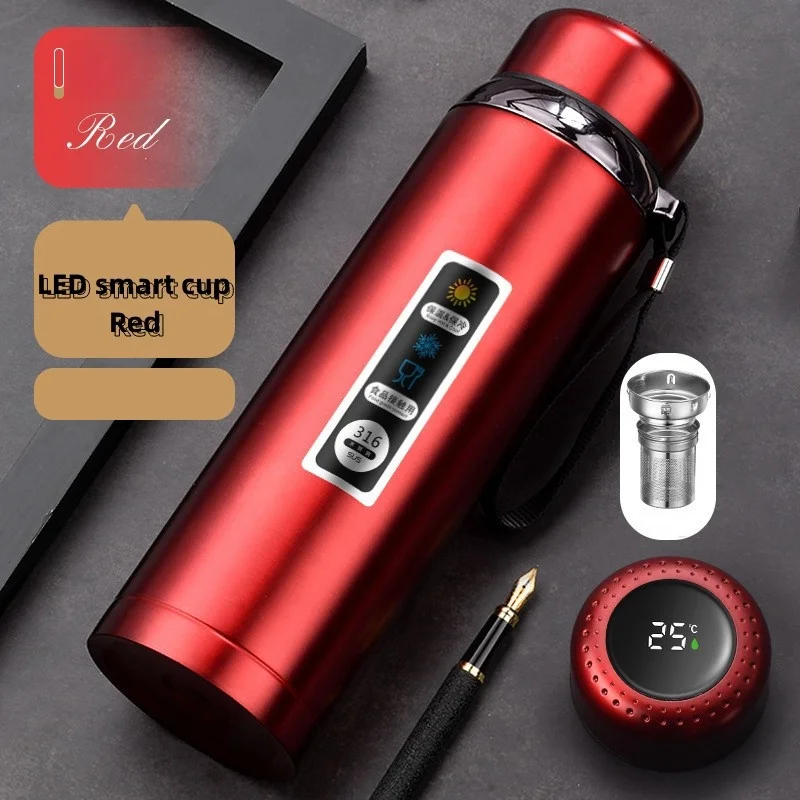 800-1500ml Insulated Water Bottle with LED Temperature Display Stainless Steel Tumbler Large Capacity Tea Cup Vaccum Flask
