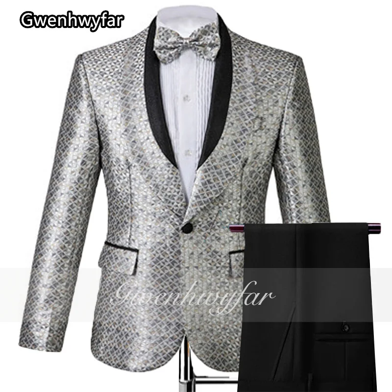 

Gwenhwyfar Costume Homme Men's Western Fit Fit Groom Prom Dress Blazer 2 Piece Men's Groomsmen Party Tuxedos