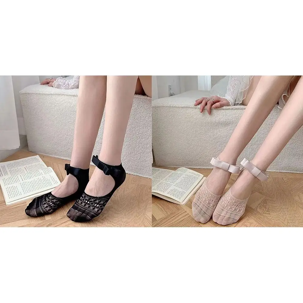 Kaus Kaki Ikatan Simpul Bersirkulasi Baru Kaus Kaki Pendek Y2K Warna Solid Kaus Kaki Katun Pakaian Sehari-hari Berongga Musim Semi Musim Panas