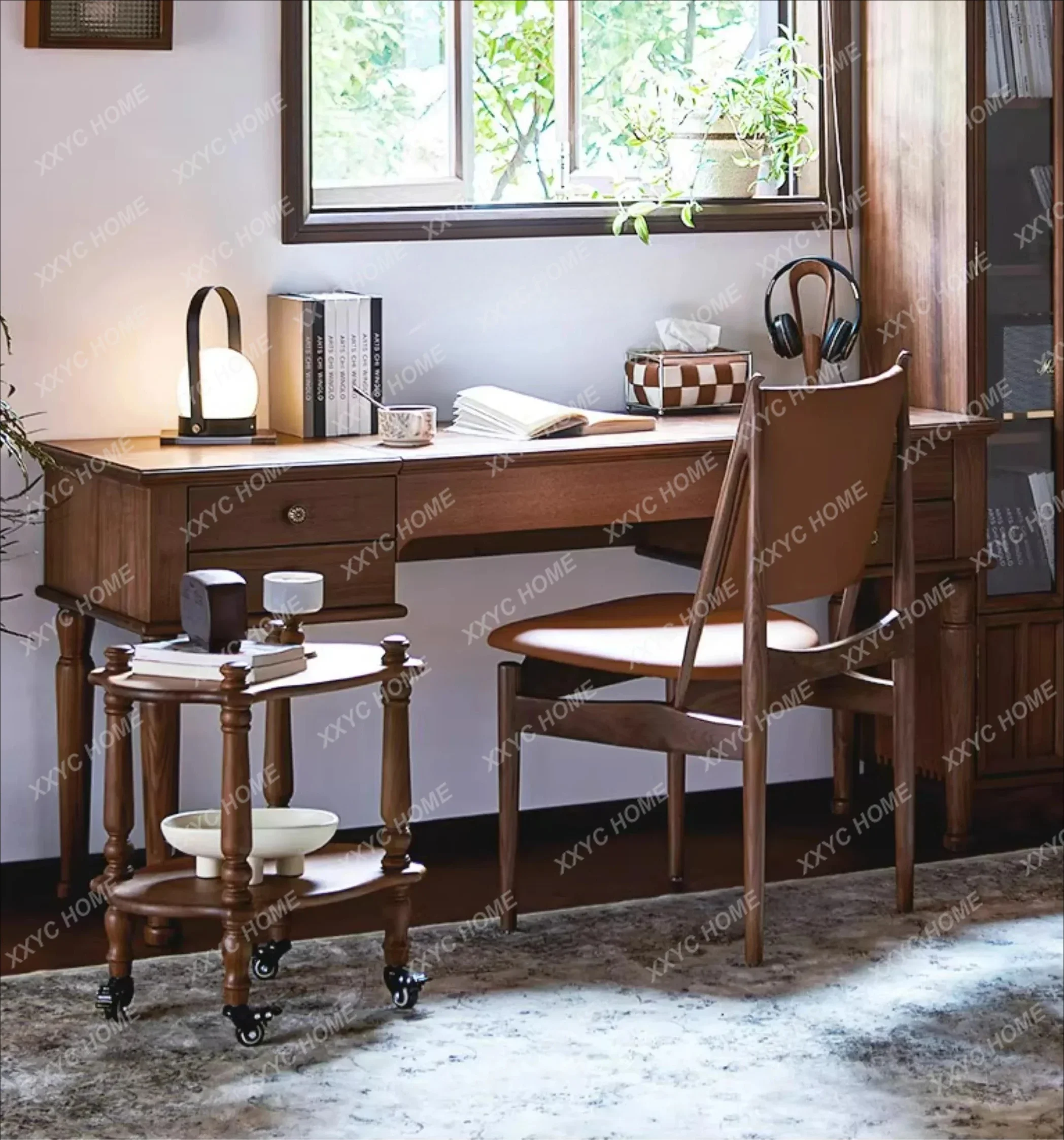 Solid Wood Computer Desk Home Writing Desk Office Dressing Table Dual-use Desk