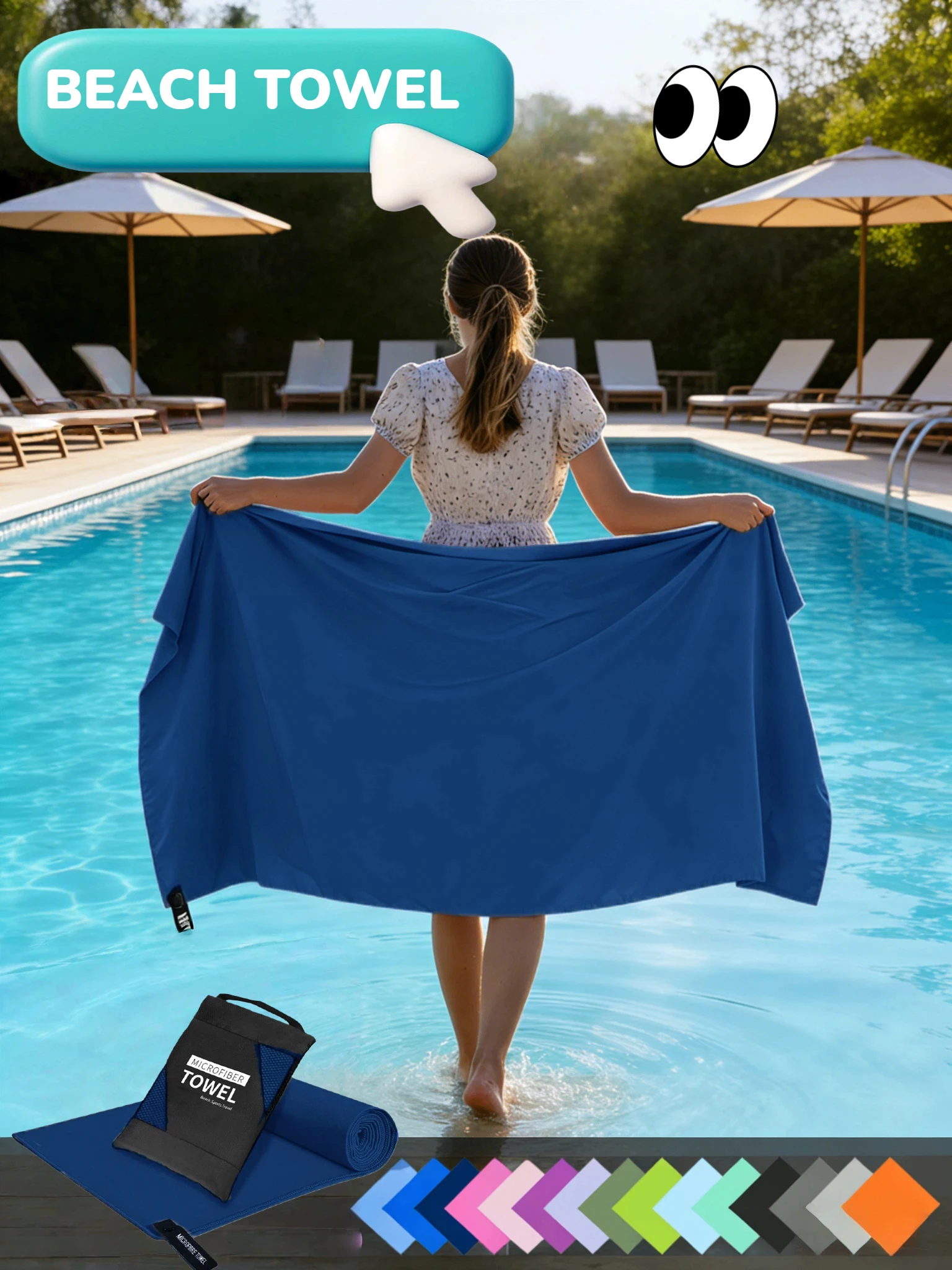 1 PCS 80x180cm Large Microfiber Camping Towel  Ultra Absorbent Quick-Dry Lightweight  Bag  Beach Sunbathing Yoga Gym Travel Outd
